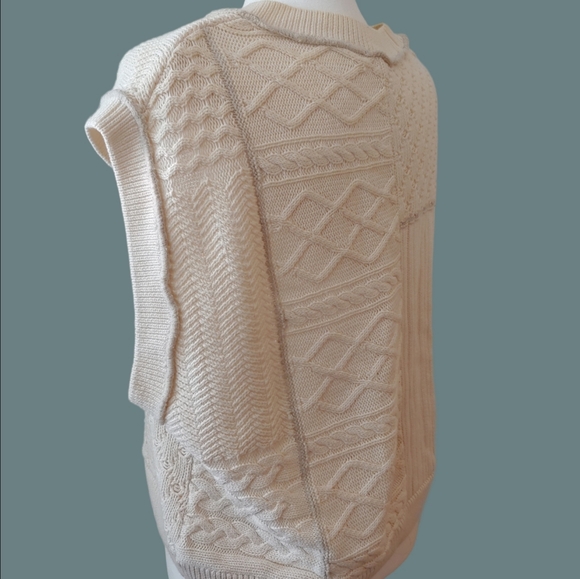 Free People Take The Plunge Knitted Cable Vest in Cream Women's XS - Picture 6 of 17